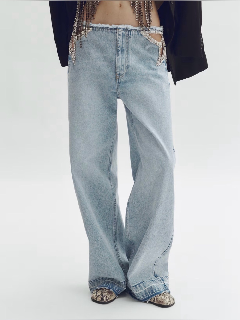 H&M Stella McCartney crystal star straight leg jeans
